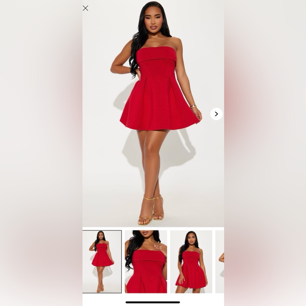 Fashion Nova Presley Corset Strapless Red Mini Dress